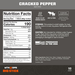 MTN OPS Big Stick cracked pepper in hand, portable protein snack.