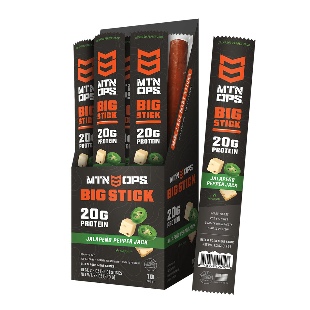 MTN OPS Big Stick jalapeño pepper jack pack: bold flavor and protein on the go.