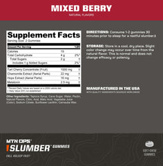 MTN OPS Slumber Gummies serving size for easy nightly dosing.