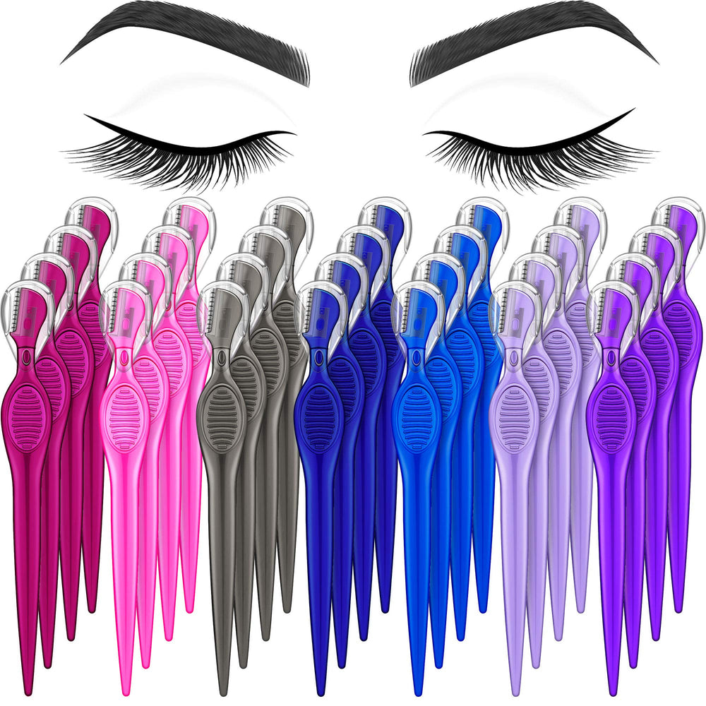 Mudder 28-pcs eyebrow razor set display shows color variety for easy coordination.