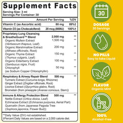 Muechaya Mullein Drops with dropper suggests fast-acting respiratory support option.