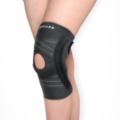 Mueller Self-Adjusting Knee Brace application shows easy slip-on comfort and secure fit