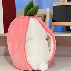 Mukorolee Bunny plush reveals a white bunny with ears when unzipped.