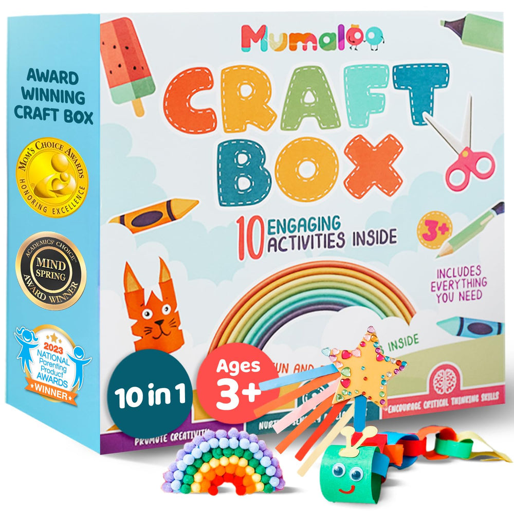 Mumaloo Craft Box with ten projects ready for engaging, playful learning at home.