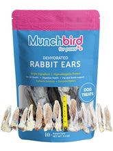 Munchbird Dehydrated Rabbit Ears close-up showing crunchy texture for dogs.