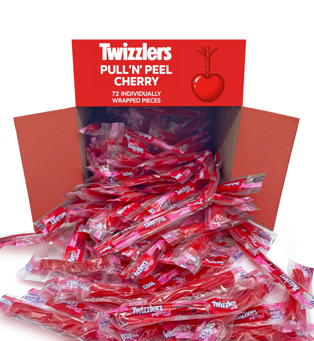 Munchique Pullin Peel Cherry Licorice bulk pack with 72 pieces for sharing.