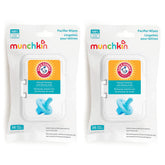 Munchkin Arm and Hammer Pacifier Wipes pack front for on-the-go baby item cleaning.