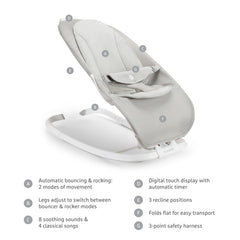 Munchkin Electric Bouncer gray soothing sounds to help settle baby