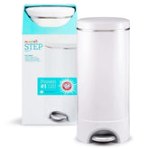 Munchkin STEP Diaper Pail front view showing sleek design and odor control in a nursery