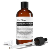 MUNUSNA Lavender Oil bottle closeup highlights purity and aroma.