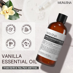 MUNUSNA Vanilla Essential Oil diffuser drops for easy, mood-enhancing room fragrance.