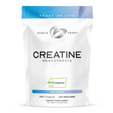 Muscle Feast Creapure creatine powder bottle front showing purity for workouts