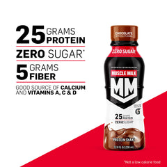 Muscle Milk Genuine shake poured into glass for quick breakfast