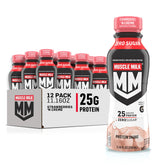 Muscle Milk Genuine Strawberry Shake bottle; convenient protein source for on-the-go nutrition.