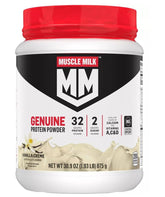 Muscle Milk Lean Muscle Vanilla Creme powder tub for post-workout nourishment.