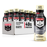 Muscle Milk Pro bottle shows intense vanilla flavor for post-workout fuel.