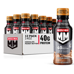 Muscle Milk Pro Series bottle in chocolate peanut butter flavor for post-workout fueling.