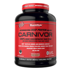 MuscleMeds CARNIVOR BPI bottle showing beef protein isolate for lean muscle support