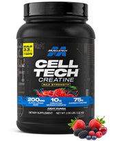 MuscleTech Cell-Tech fruit punch powder ready-to-mix for workouts supports lean muscle.