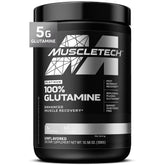 MuscleTech Glutamine powder tub close-up showing pure post-workout support powder