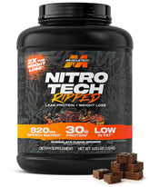 MuscleTech Nitro-Tech Ripped tub in Chocolate Fudge Brownie flavor for lean muscle support