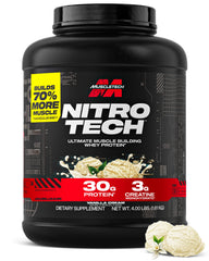 MuscleTech Nitro-Tech Vanilla Cream tub for lean muscle support after workouts