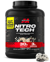 Muscletech Nitro-Tech Cookies and Cream tub showcasing premium protein for lean muscle support.