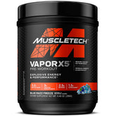 MuscleTech VaporX5 Blue Razz Freeze tub ready for workouts, boosting focus and energy.