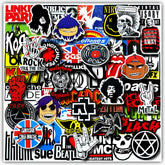 Mushi rock band stickers on a laptop for personal style and durability.