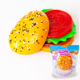 MushMeez Taba Squishy Burger Jumbo: soft bun and gooey cheese for tactile play