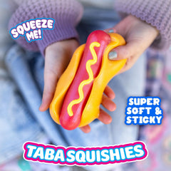 MushMeez Taba Squishy Hotdog bun and hotdog reveal layered texture for creative play