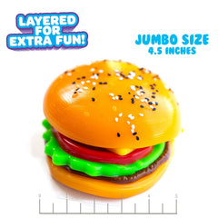 Textured meat patty layer on MushMeez Taba Squishy burger realism