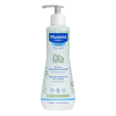 Mustela Baby Cleansing Water bottle pour for quick no-rinse cleansing.