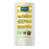 Mustela Baby Mineral Sunscreen Stick on the face protects delicate skin.