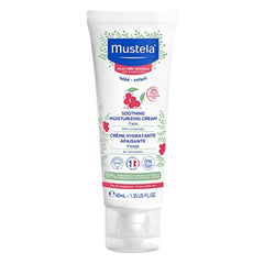 Mustela Baby Soothing Moisturizing Cream package highlights fragrance-free care for sensitive baby skin.