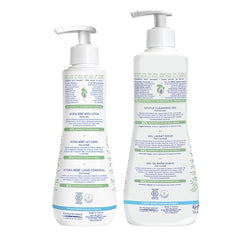 Mustela bath time gift set box displays two baby care products.