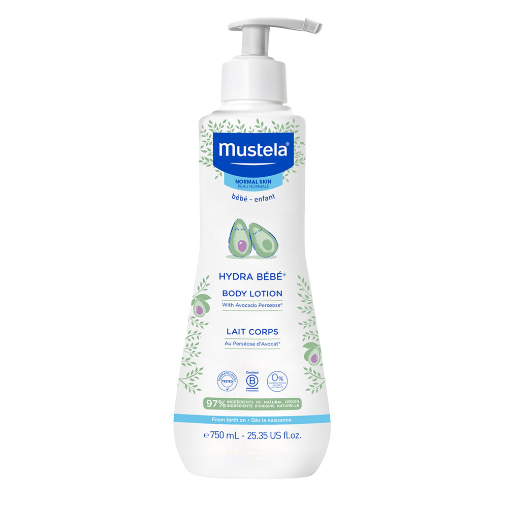 Mustela Hydra Bebe bottle pouring to show quick hydration