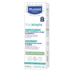 Mustela Stelatopia texture close-up shows rich non-greasy finish