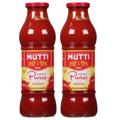 Mutti Tomato Puree jar front illustrating smooth base for sauces