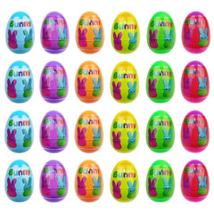 Slow rising bunny toys inside eggs add tactile play value.