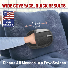 MyPera glove in use with electrostatic action for quick hair lift on fabric
