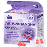 Myrtaverde Ashwagandha gummies bottle front for stress support on the go