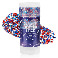 Mysense Patriotic Glitter Stick on the face adds red, white, blue sparkle for celebrations.