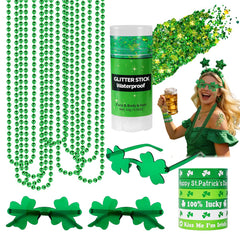 Mysense St Patrick's Day glitter stick with four-leaf clovers for radiant facial shimmer