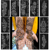 Mzstgh henna stencil floral designs for hand and forearm temporary tattoos.