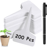 NadaKin 4-inch T-shape plant labels help organize seedlings in garden beds.