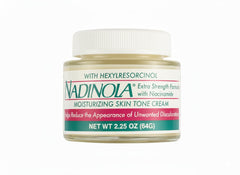 Nadinola niacinamide and hexylresorcinol ingredients label highlights active ingredients for skin confidence.