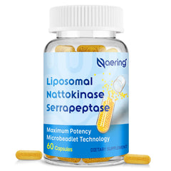 Naering liposomal nattokinase and serrapeptase bottle front for daily wellness