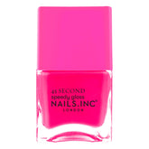 Nails INC Blake neon pink bottle shows bold color for nails.