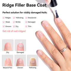 Nailshion Ridge Filler Base Coat demonstrates enhanced polish adhesion.